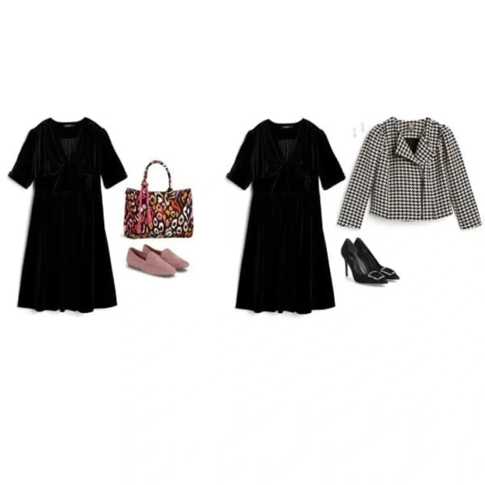 NWT Lauren Ralph Lauren Black Empire Waist Velvet Dress - Picture 6 of 7